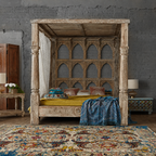 Solid Pillar Bed with canopy