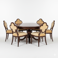 Flower shape chair Solid wood dining with 6 chairs.