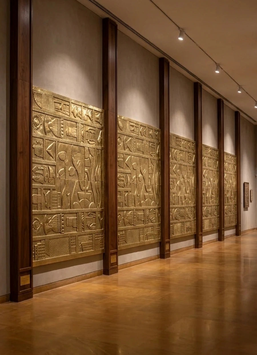Handcrafted Brass Mounted Wall Panel