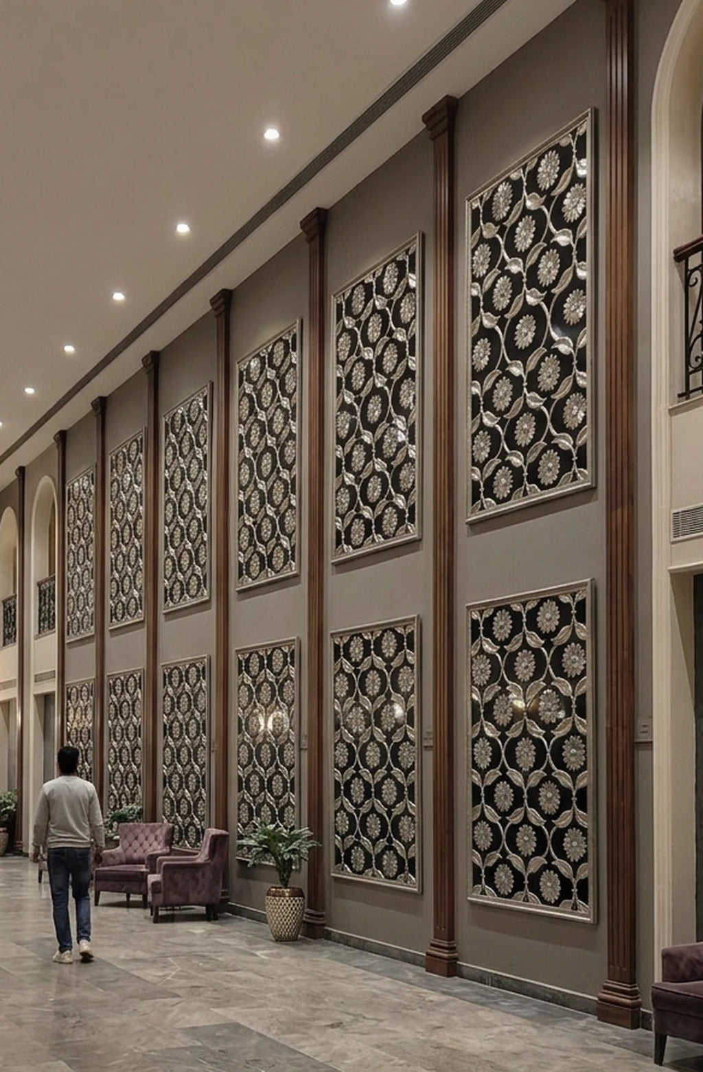 Handcrafted White Metal Mounted Wall Panel