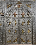 Majestic Silver Mounted Teak Wood Temple Door 038