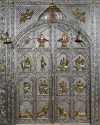 Majestic Silver Mounted Teak Wood Temple Door 038