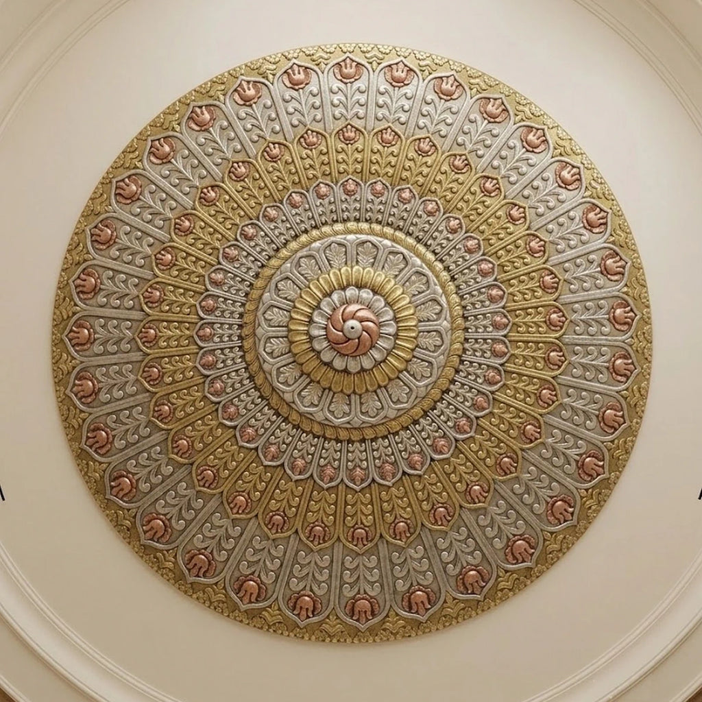 Meta Mounted hand carved Ceiling panel