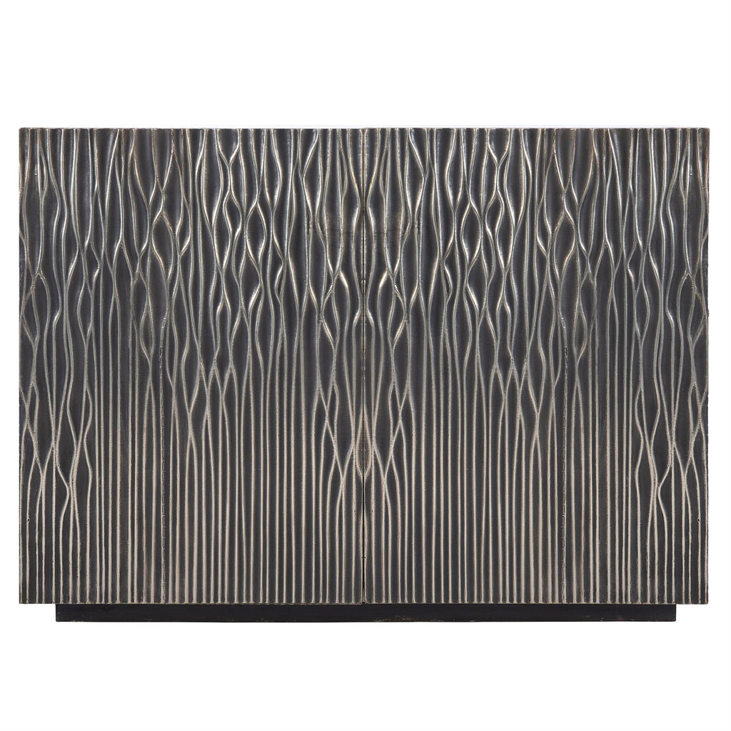 Contemporary White Metal Mounted Buffet Cabinet