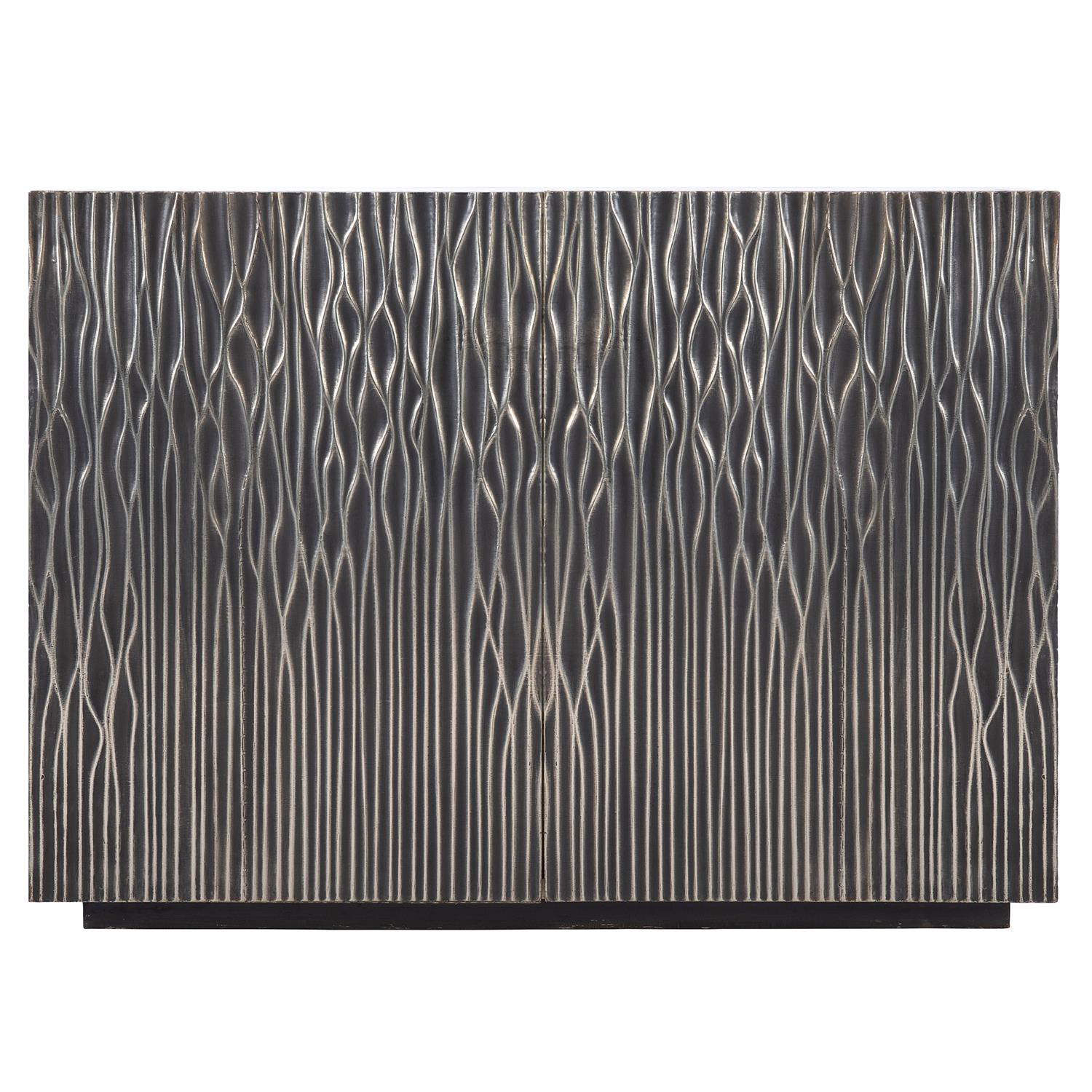 Contemporary White Metal Mounted Buffet Cabinet