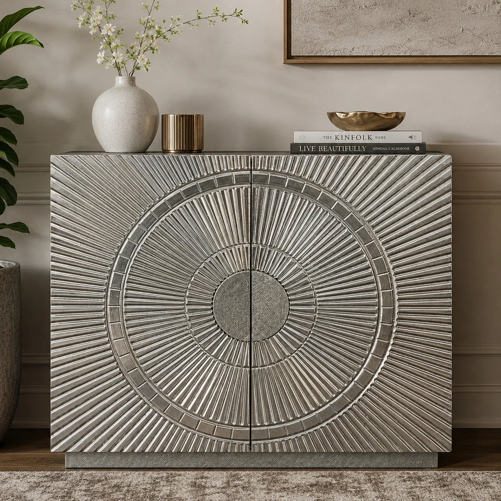 Luxury Storage Cabinet with White Metal Mounted Small