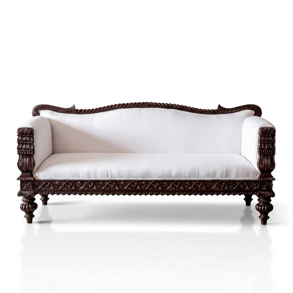 Elegant Fine Carved Teak Couch