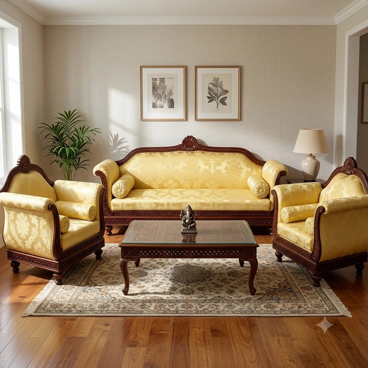 Maharani Flower Teak Sofa