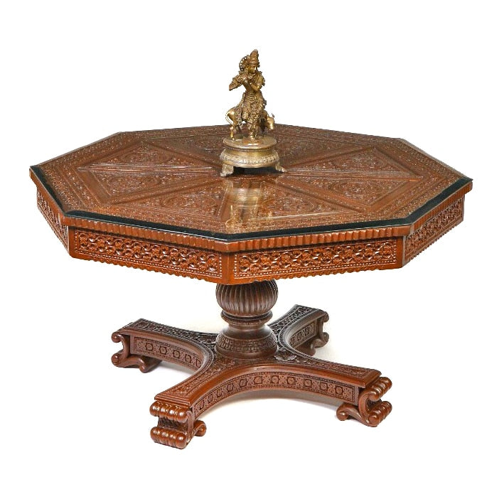 Carved teak table 014