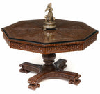Carved teak table 014