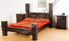 Solid Carved Pillar Bed