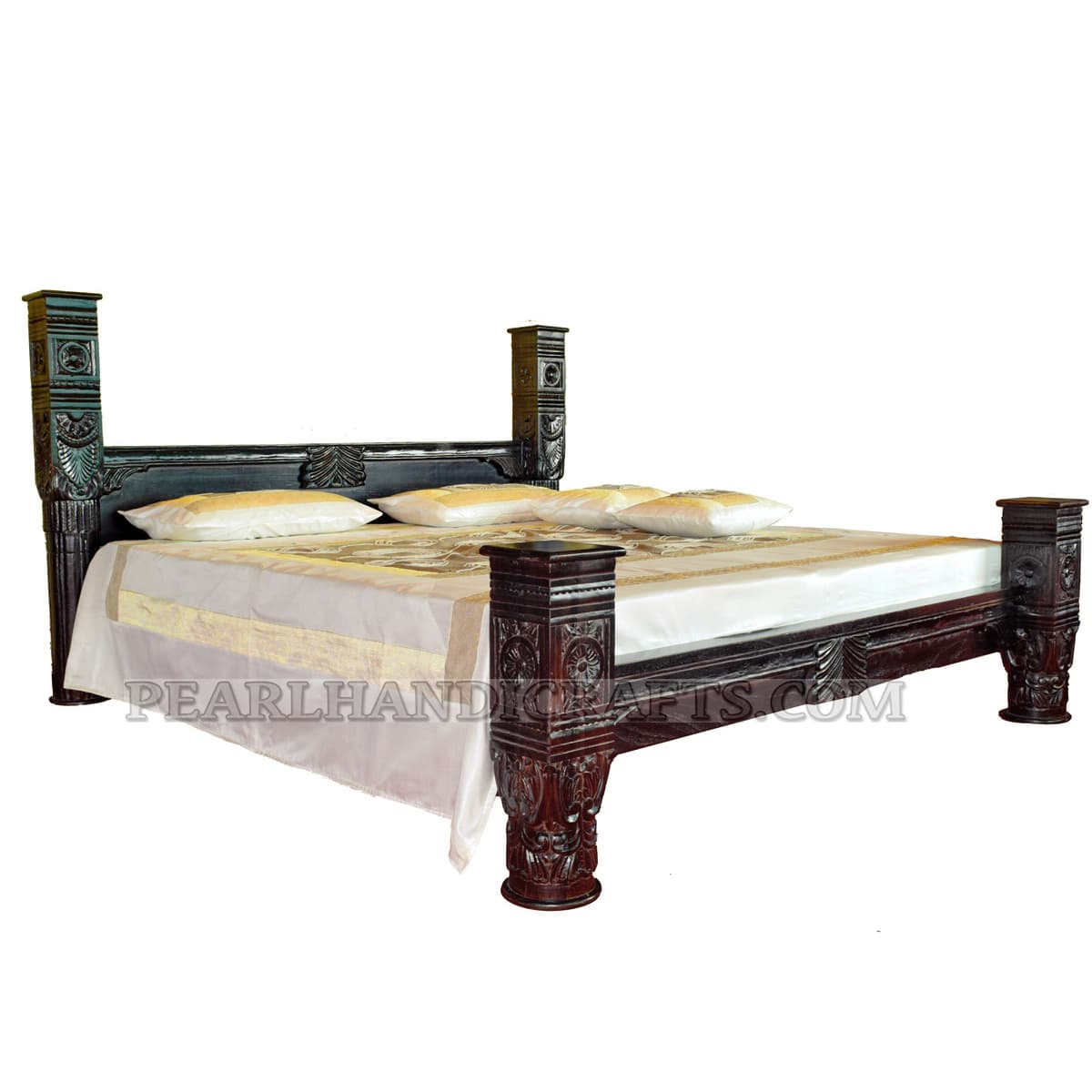 Solid Carved Pillar Bed