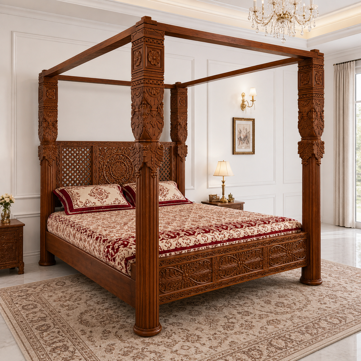 Canopy Bed with solid pillar