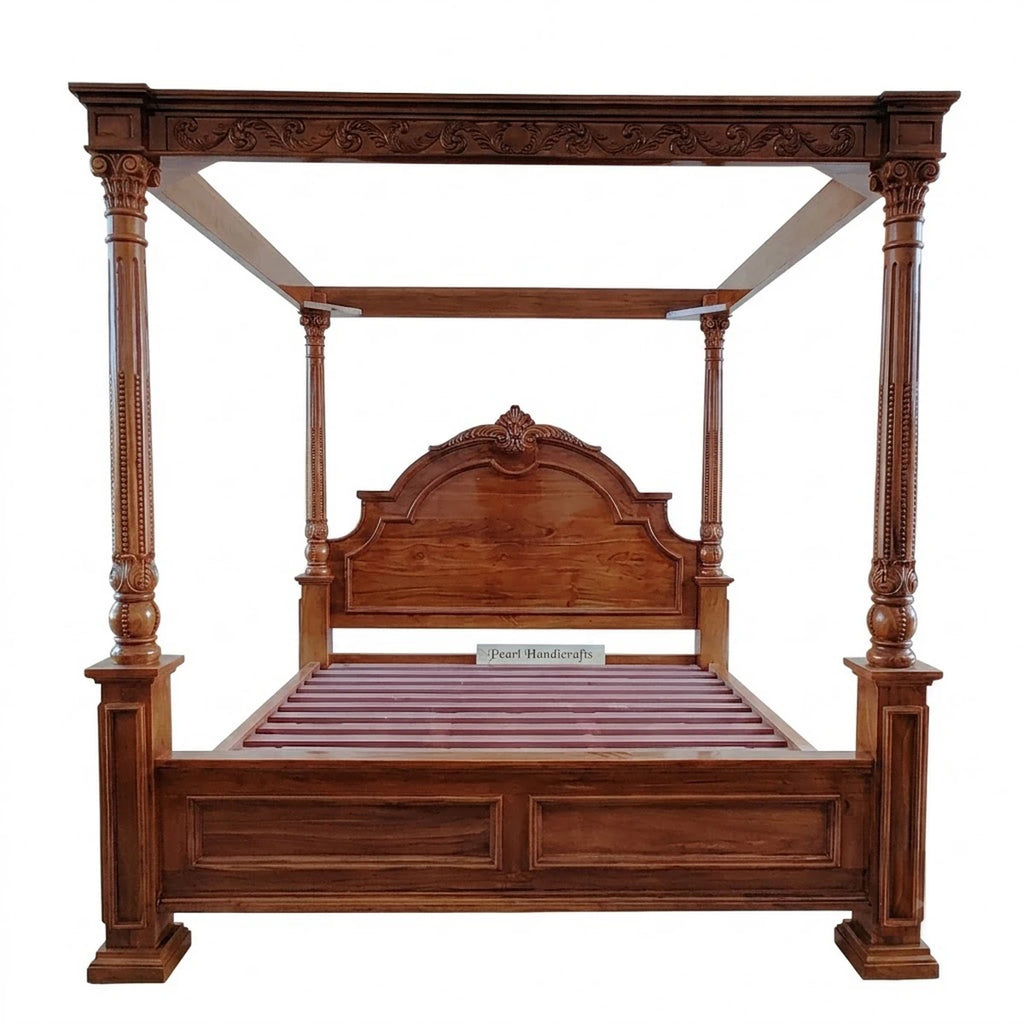 Canopy Bed with carved arced head.