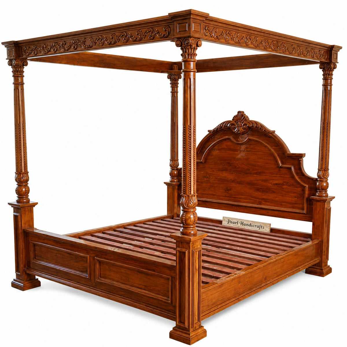 Canopy Bed with carved arced head.