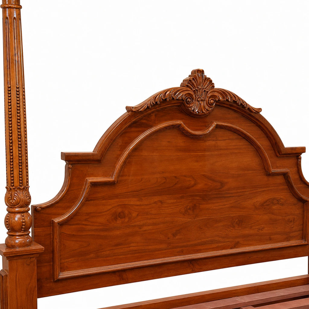 Canopy Bed with carved arced head.