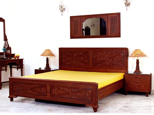 teak rectangular bed 002