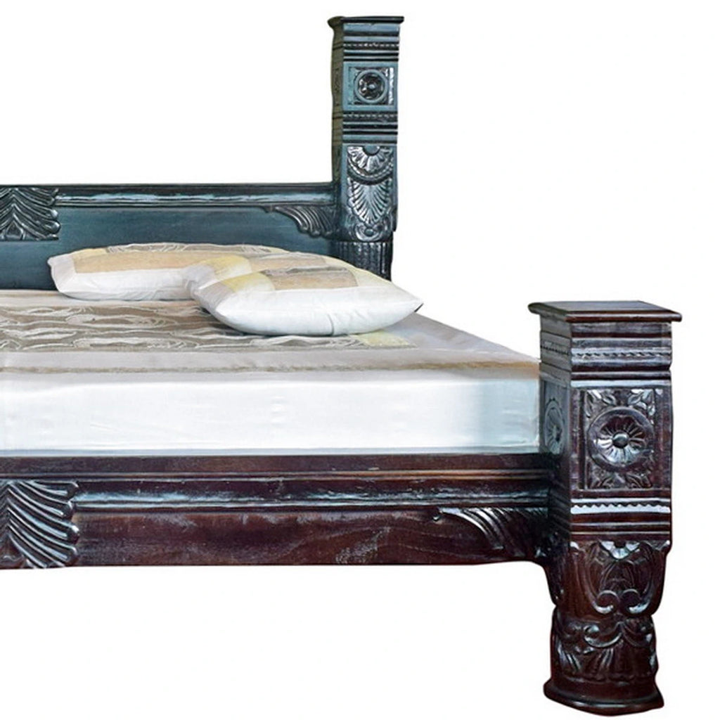 Solid Carved Pillar Bed