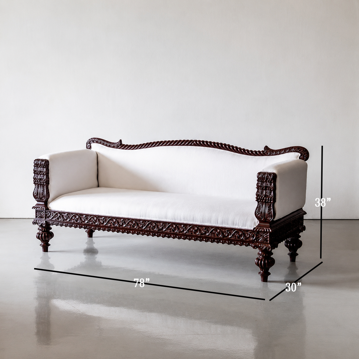 Elegant Fine Carved Teak Couch