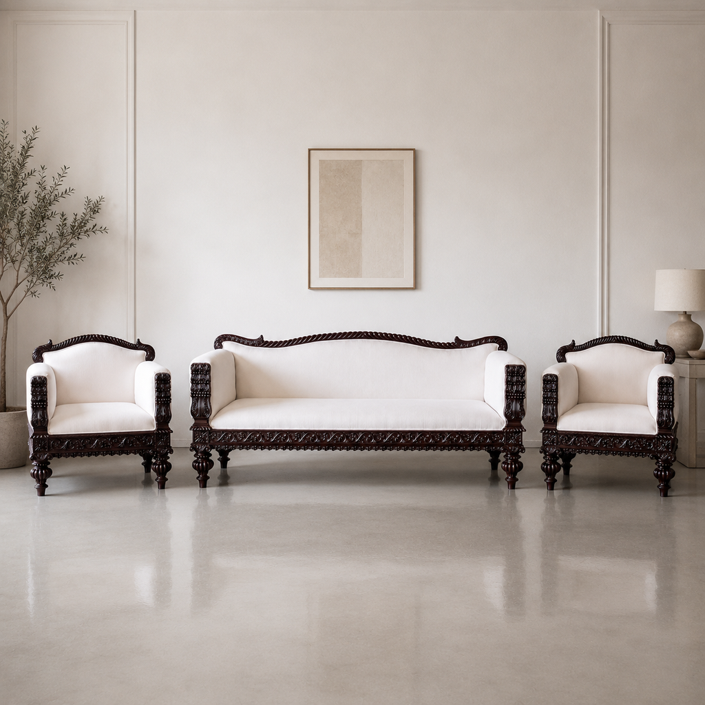 Elegant Fine Carved Teak Couch