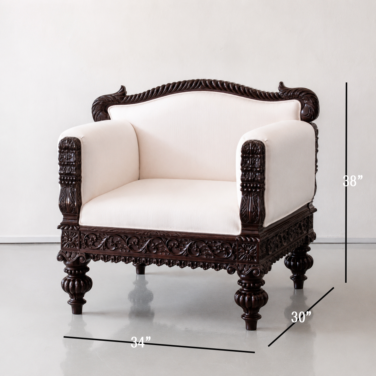 Elegant Fine Carved Teak Couch