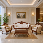 Jaali flower teak sofa 010