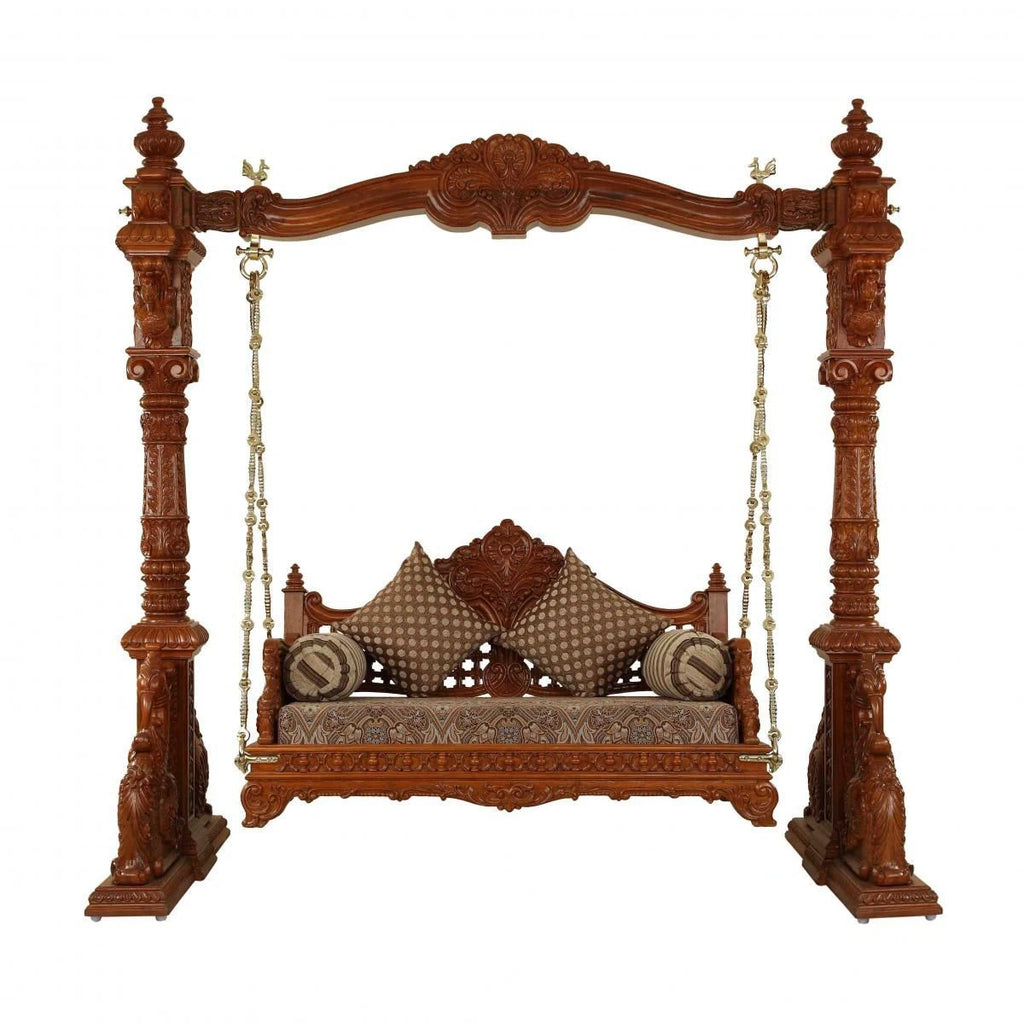 Double swan jaali seat teak swing