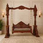 Double swan jaali seat teak swing