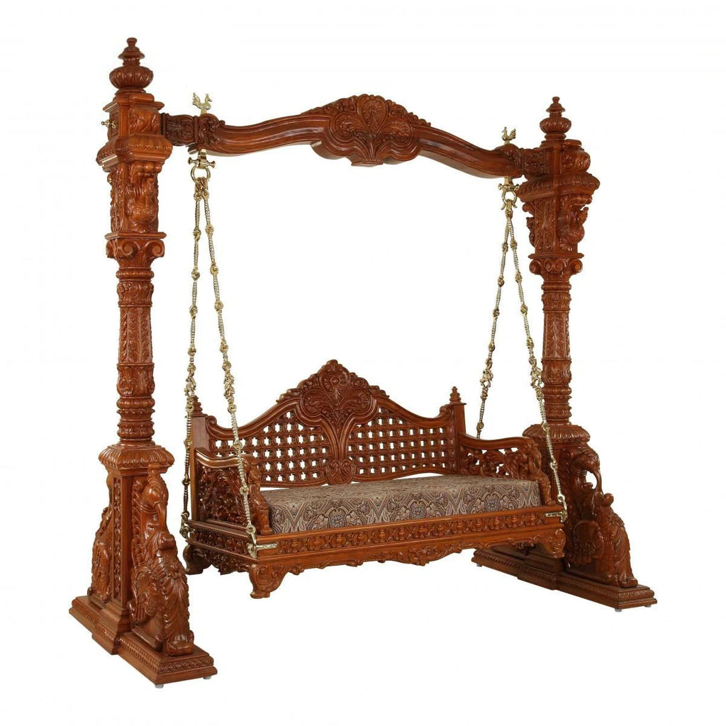 Double swan jaali seat teak swing
