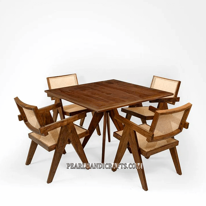 Chandigarh rattan 4 chairs dining table
