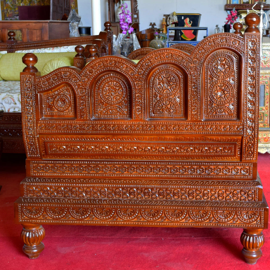 Marwadi Maharaja Hand carved teak Sofa CRVSF003