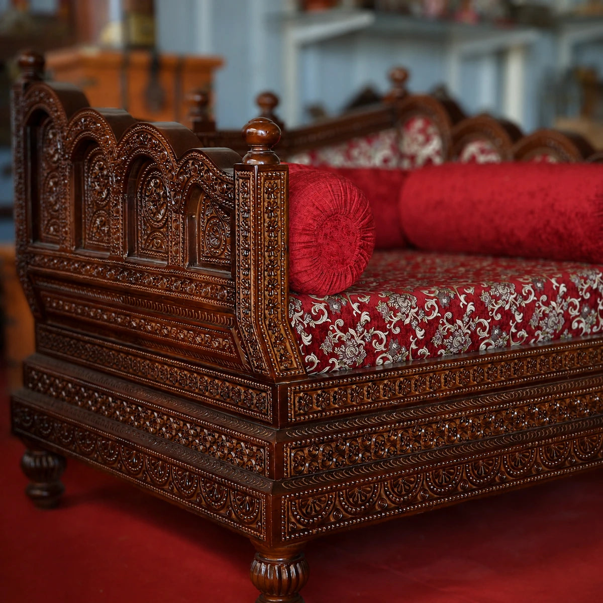 Marwadi Maharaja Hand carved teak Sofa CRVSF003