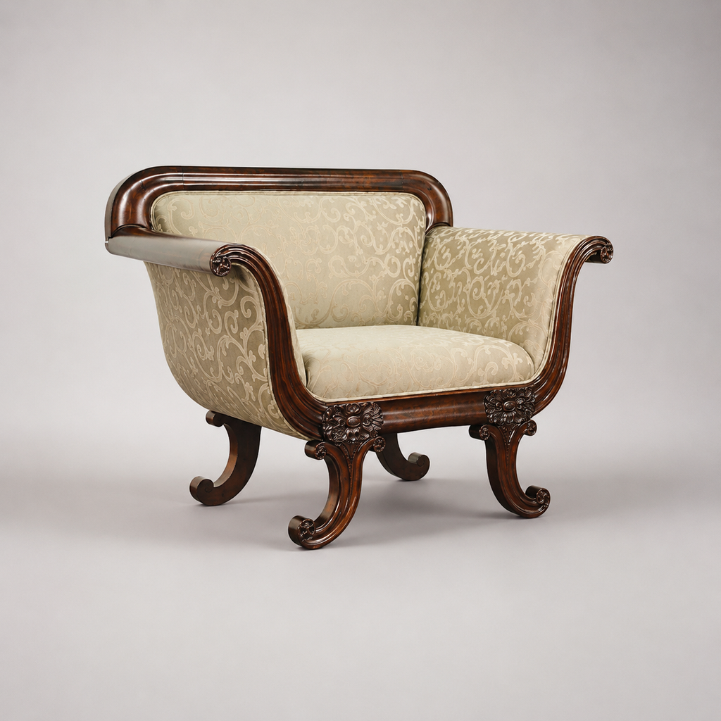 Elegant lobby teak wood sofa
