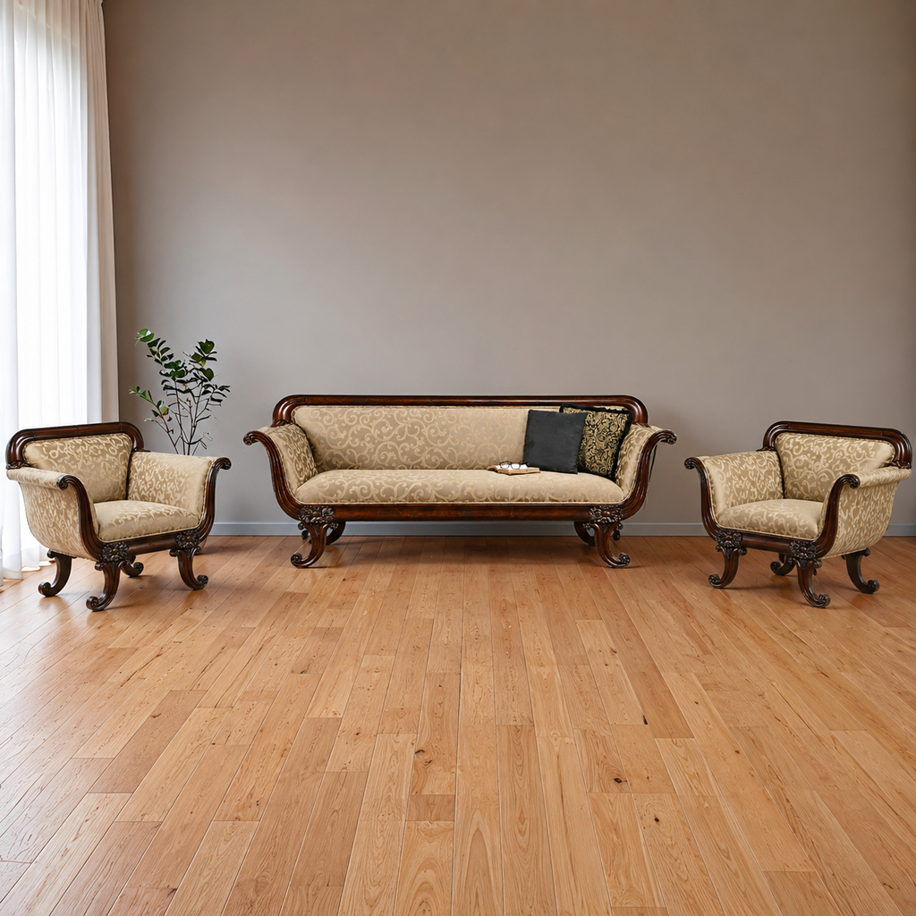 Elegant lobby teak wood sofa