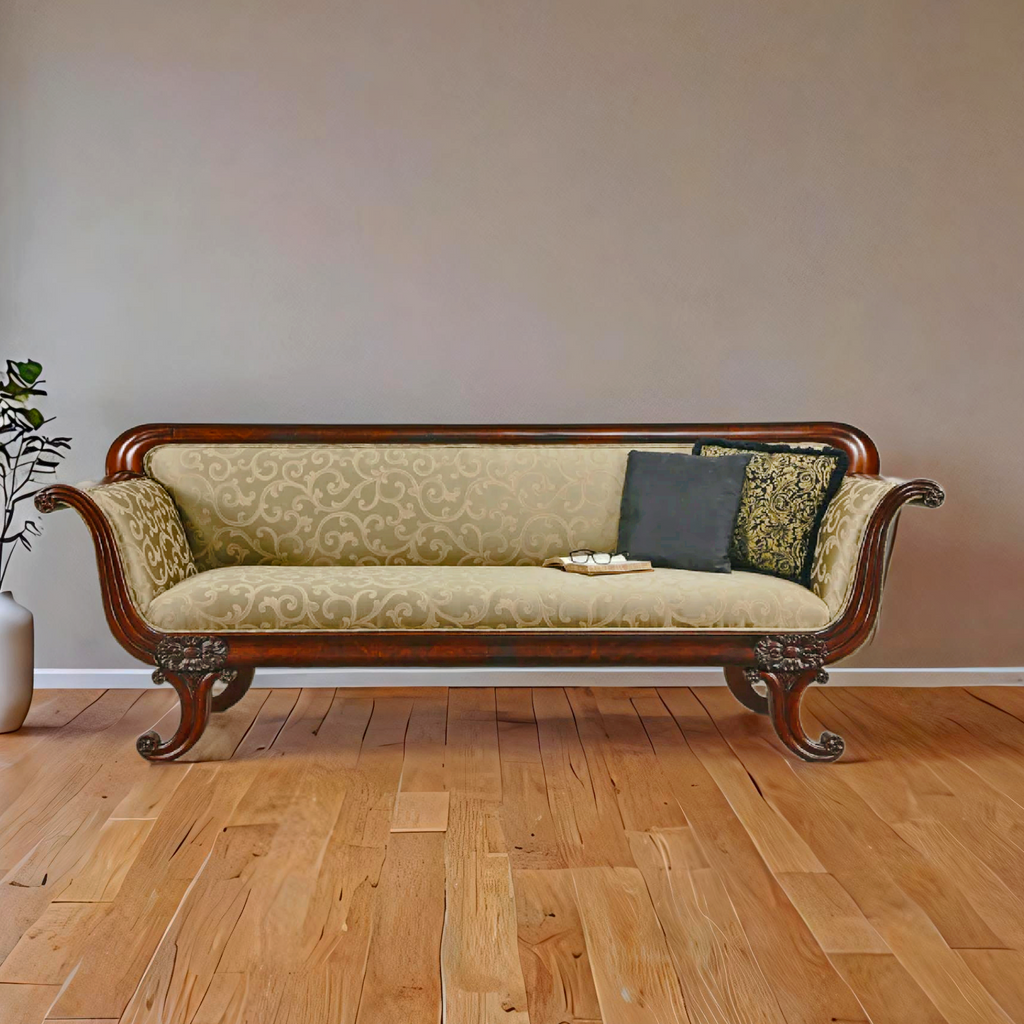 Elegant lobby teak wood sofa