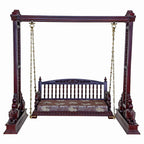 Hand-Carved Teak Wood Swing with Canopy & Brass Chains SW067