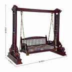 Hand-Carved Teak Wood Swing with Canopy & Brass Chains SW067