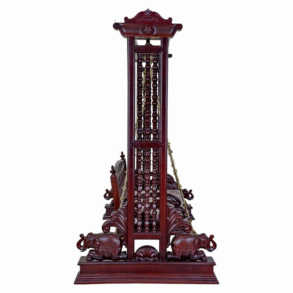 Hand-Carved Teak Wood Swing with Canopy & Brass Chains SW067