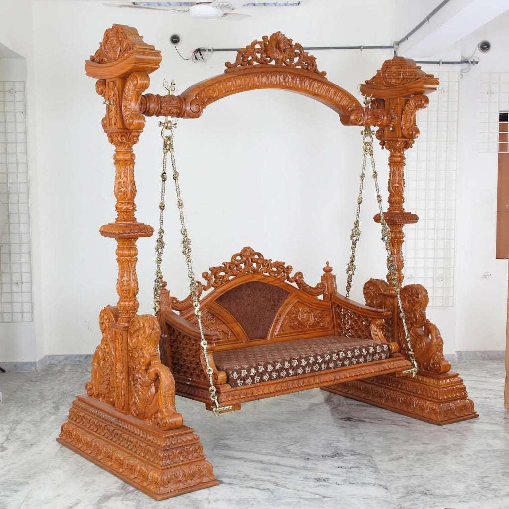 Round Neck Peacock Teak Swing