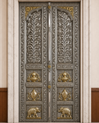Majestic Metal Mounted Teak Wood Temple Door D-50