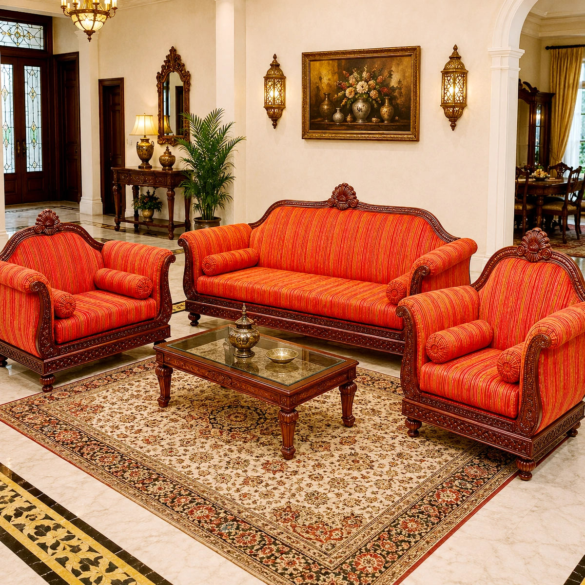 Maharani Flower Teak Sofa