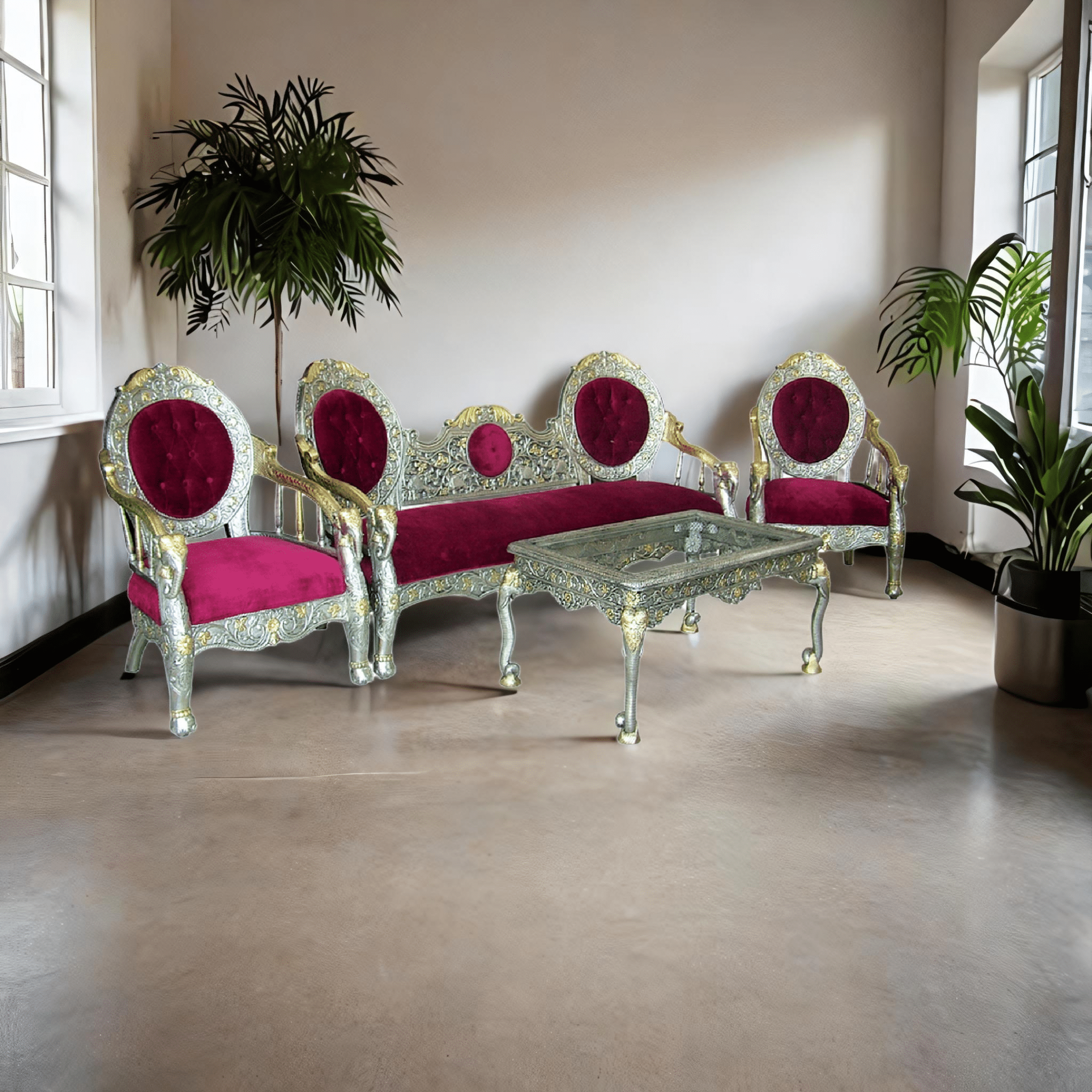 Silver / Metal Sofa Set 006