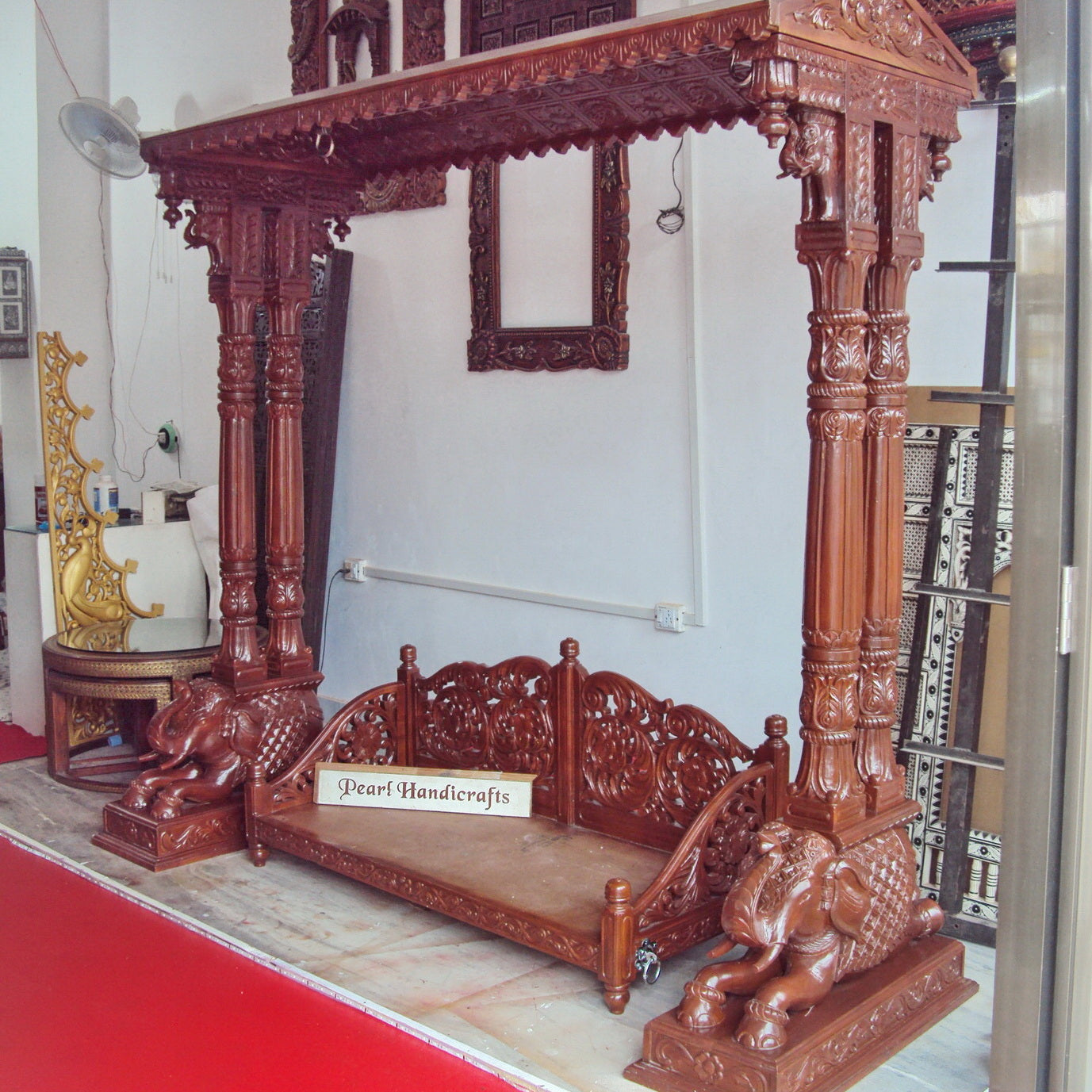 Elephant Double Pillar Teak Swing 022