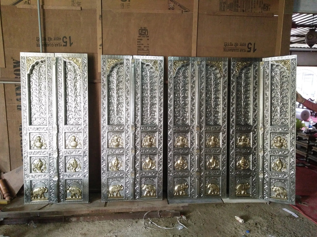 Majestic Metal Mounted Teak Wood Temple Door D-50