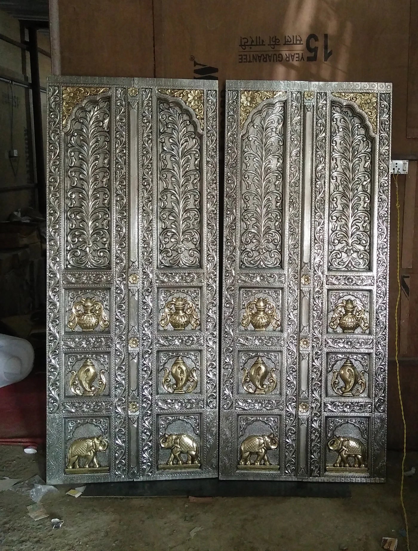 Majestic Metal Mounted Teak Wood Temple Door D-50
