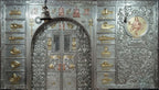 Majestic Silver Mounted Teak Wood Temple Door 049