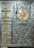 Majestic Silver Mounted Teak Wood Temple Door 049