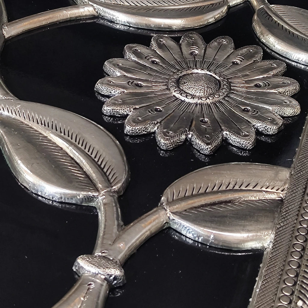 Handcrafted White Metal Mounted Wall Panel