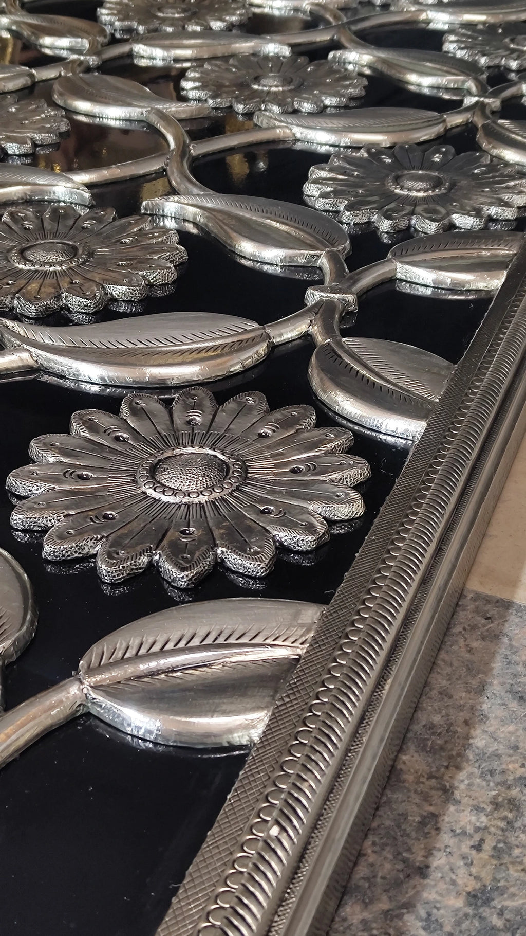 Handcrafted White Metal Mounted Wall Panel