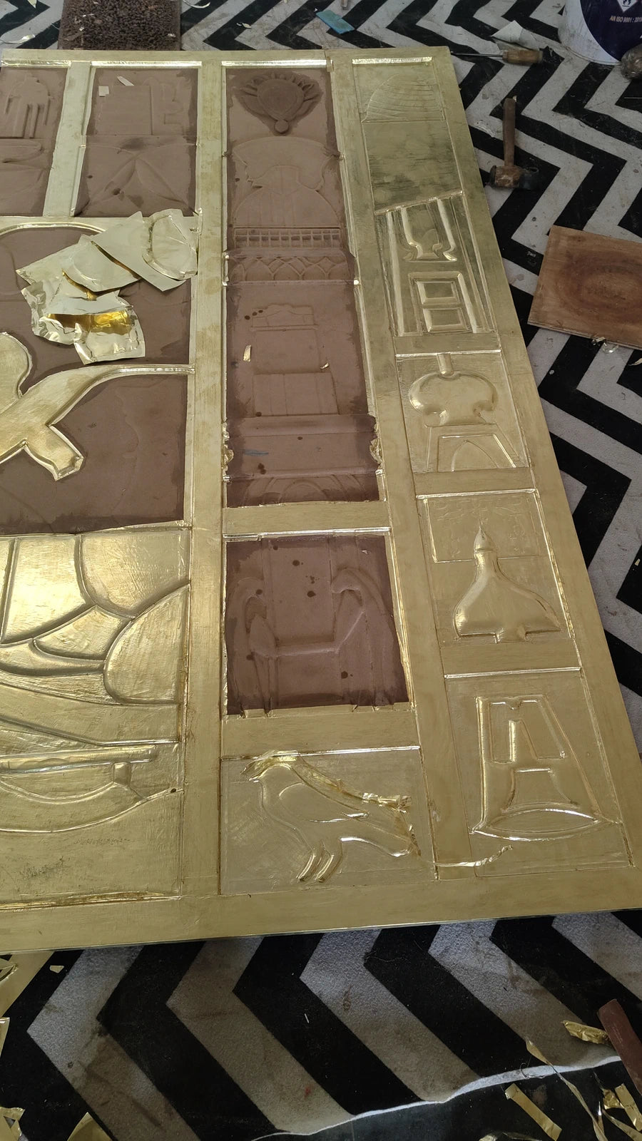 Handcrafted Brass Mounted Wall Panel